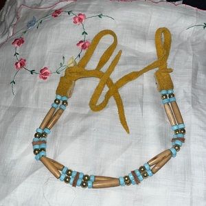 Bead and leather necklace